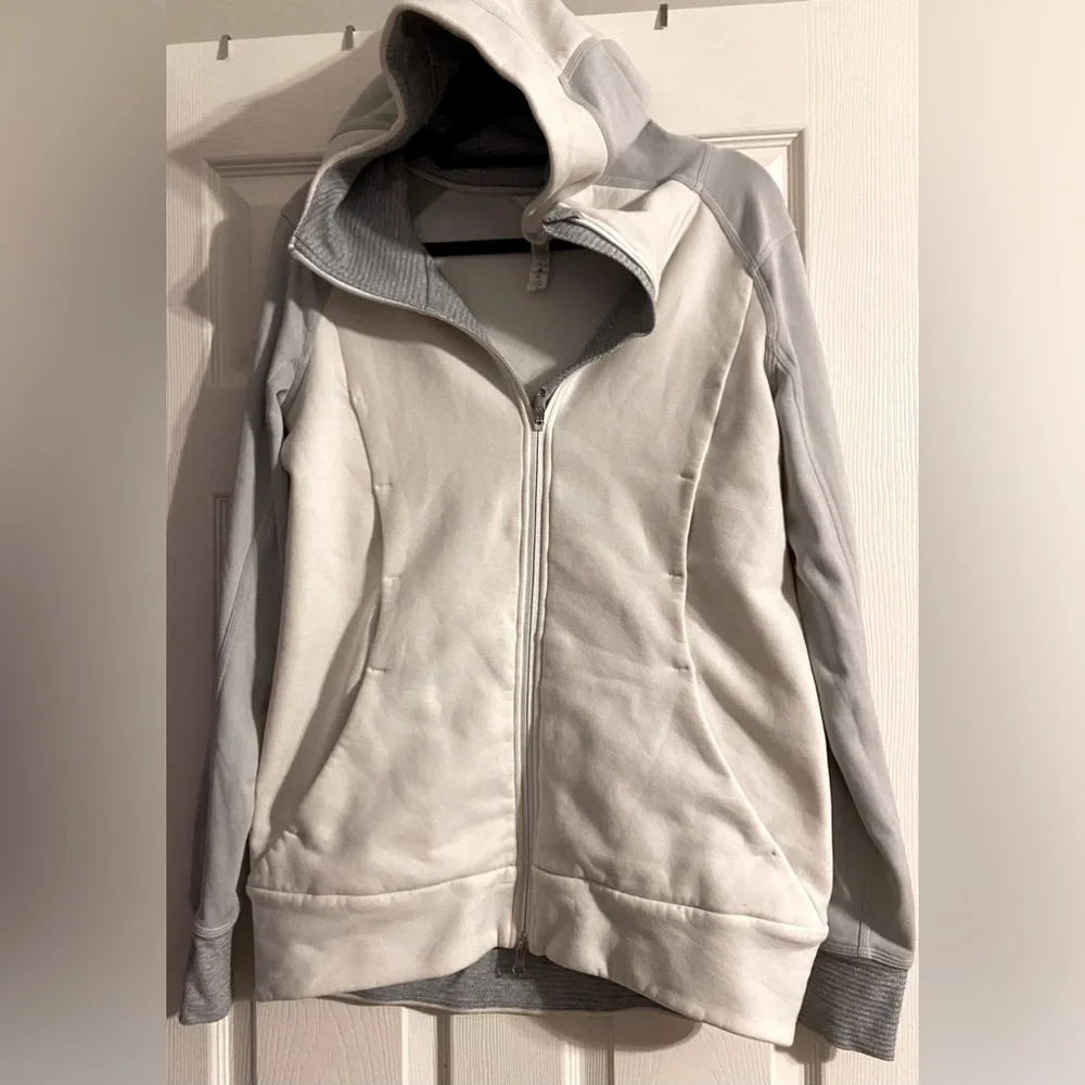 Lululemon Hooded Zip Up Athletic Sweatshirt Size 8 White